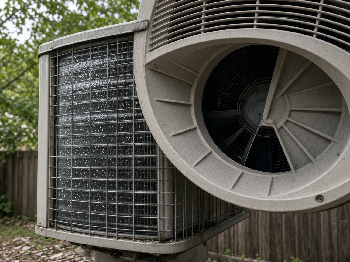 Outdoor condenser coil fins after service